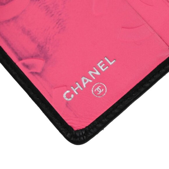 CHANEL CC Logo Cambon Bifold Wallet Leather Black Pink France 30KP049 - Picture 9 of 12